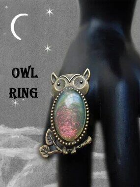 Owl Ring OOAK with Special One of a Kind Handmade Stone